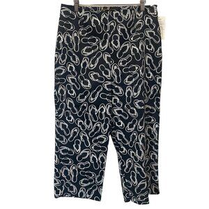 Mirasol Womens Pants Large Stretch Elastic Waist USA Blue Flip Flops Vacation